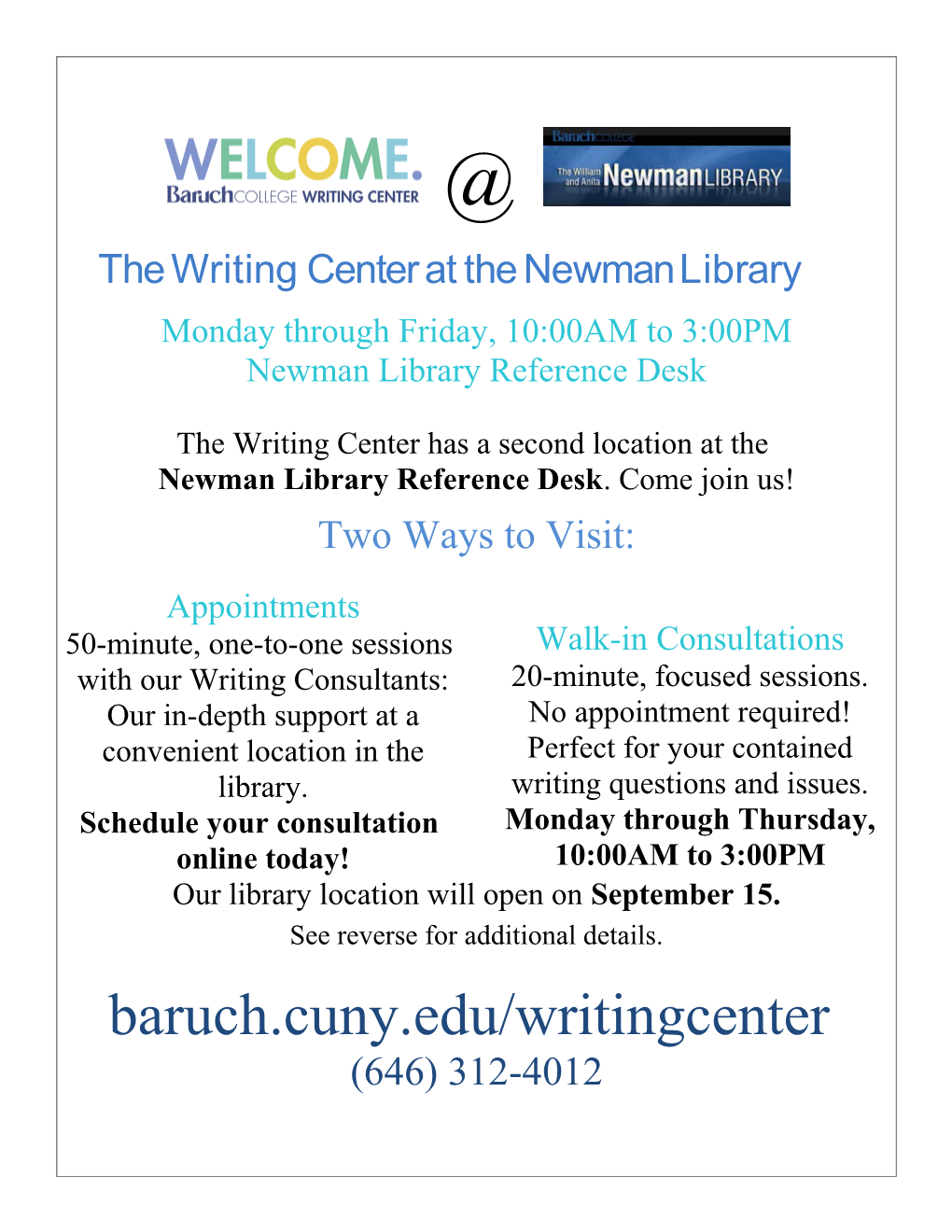 The Writing Center at the Newman Library