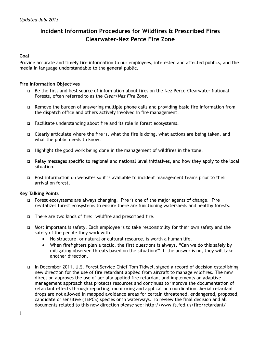 Incident Information Procedures for Wildfires & Prescribed Fires