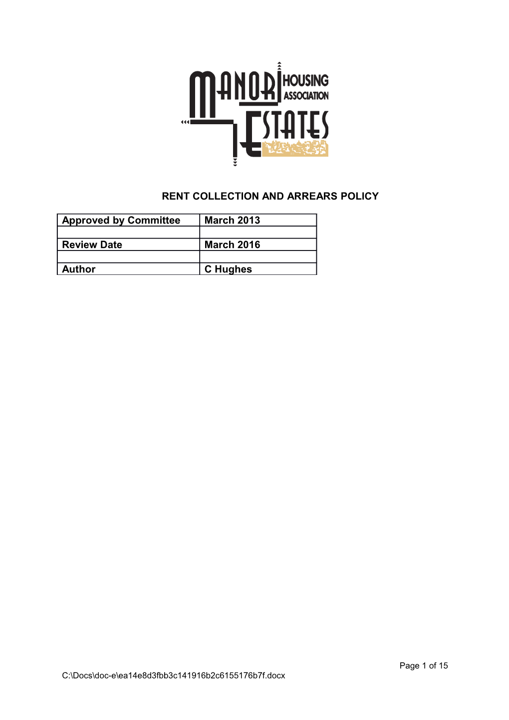 Rent Collection and Arrears Policy