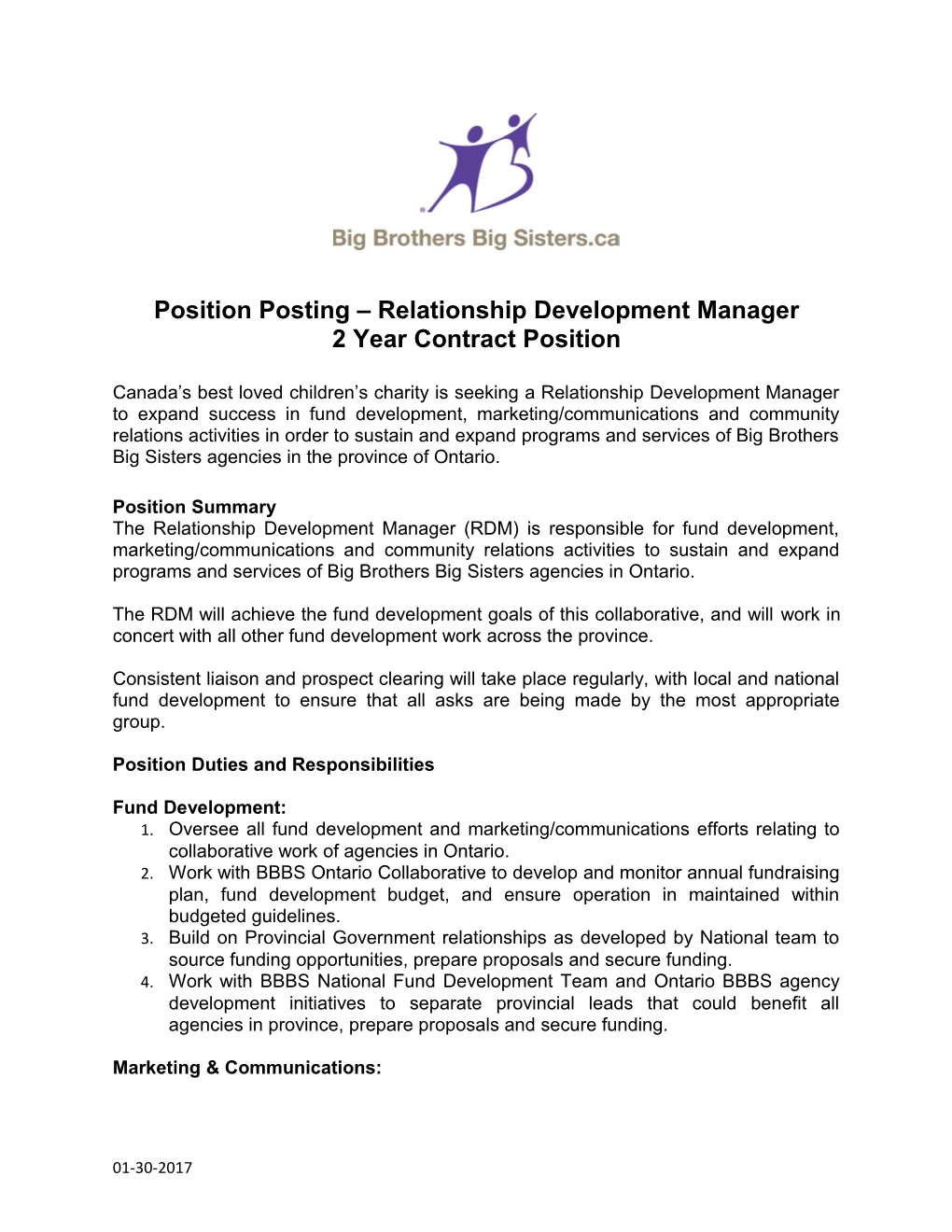 Positionposting Relationship Development Manager