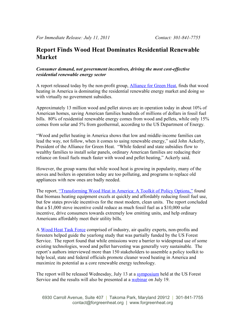Report Finds Wood Heat Dominates Residential Renewable Market