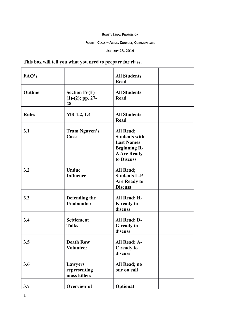 Fourth Class Abide, Consult, Communicate