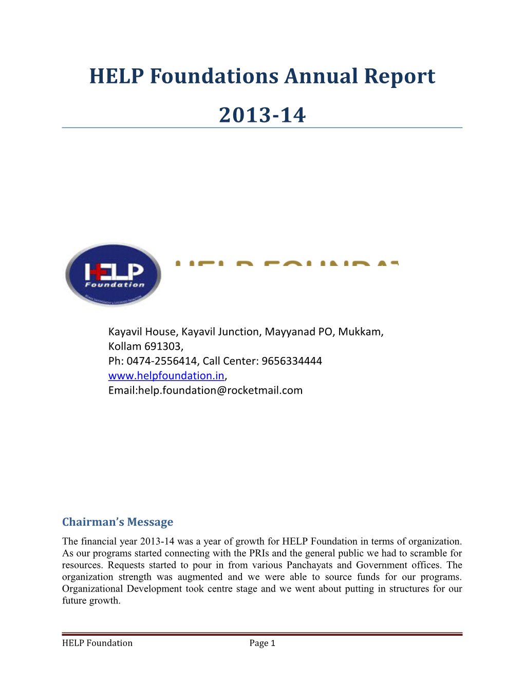 HELP Foundations Annual Report