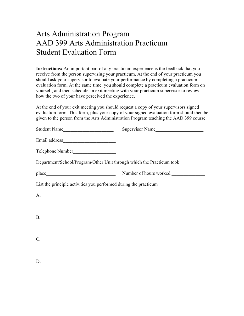 Arts Administration Program