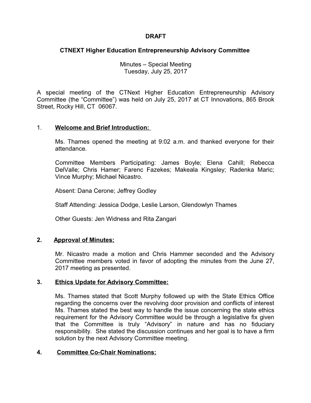CTNEXT Higher Education Entrepreneurshipadvisory Committee