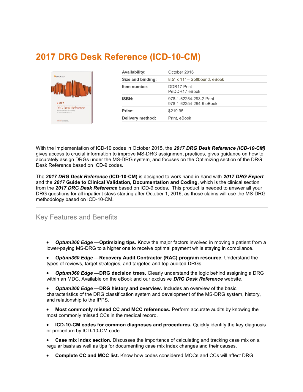 2017 DRG Desk Reference (ICD-10-CM)