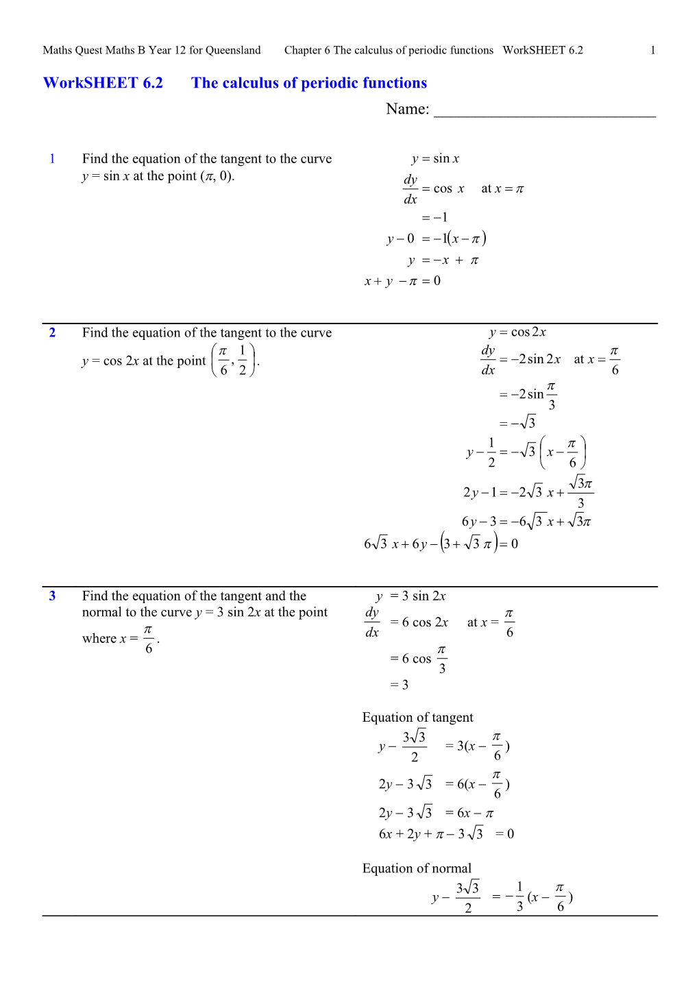 Worksheet 6.2The Calculus of Periodic Functions