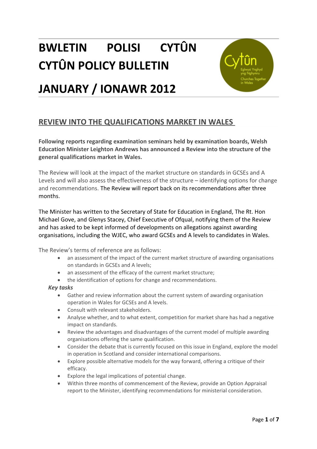 Review Into the Qualifications Market in Wales