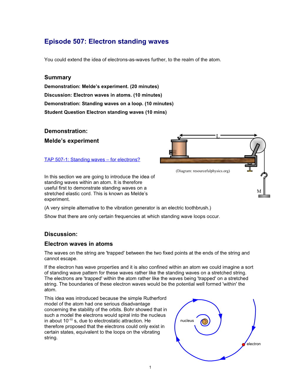TAP507-0: Electron Standing Waves