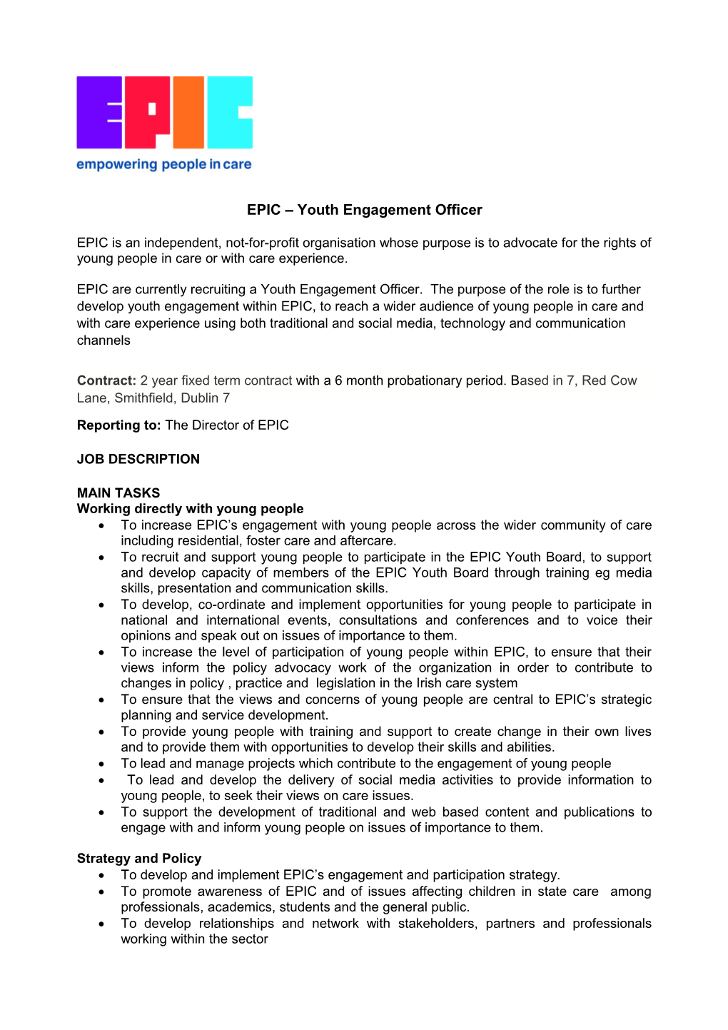 EPIC Youth Engagement Officer