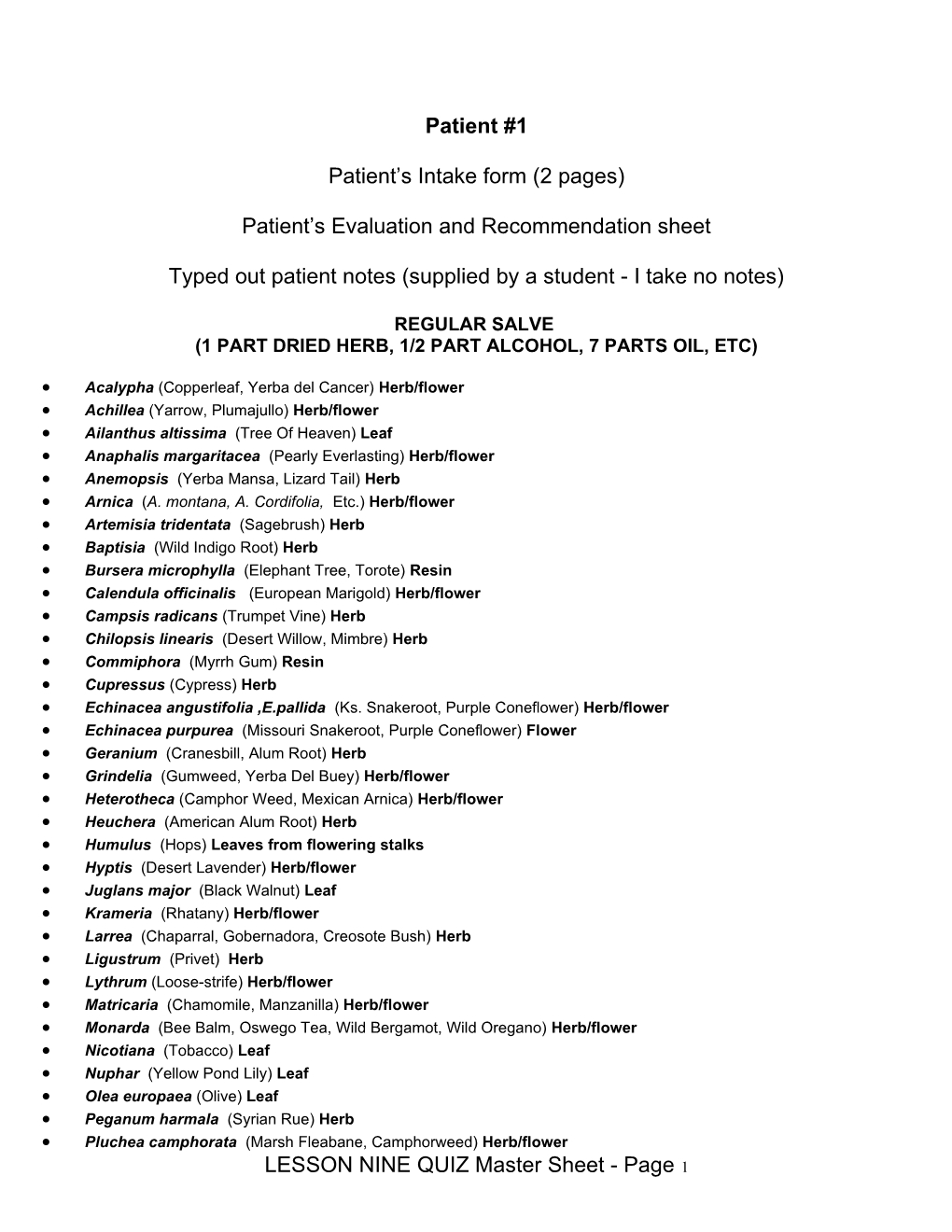 Patient S Intake Form (2 Pages)