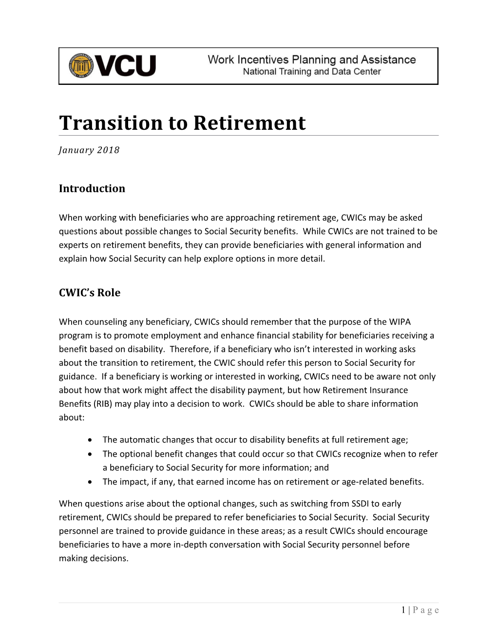 Transition to Retirement