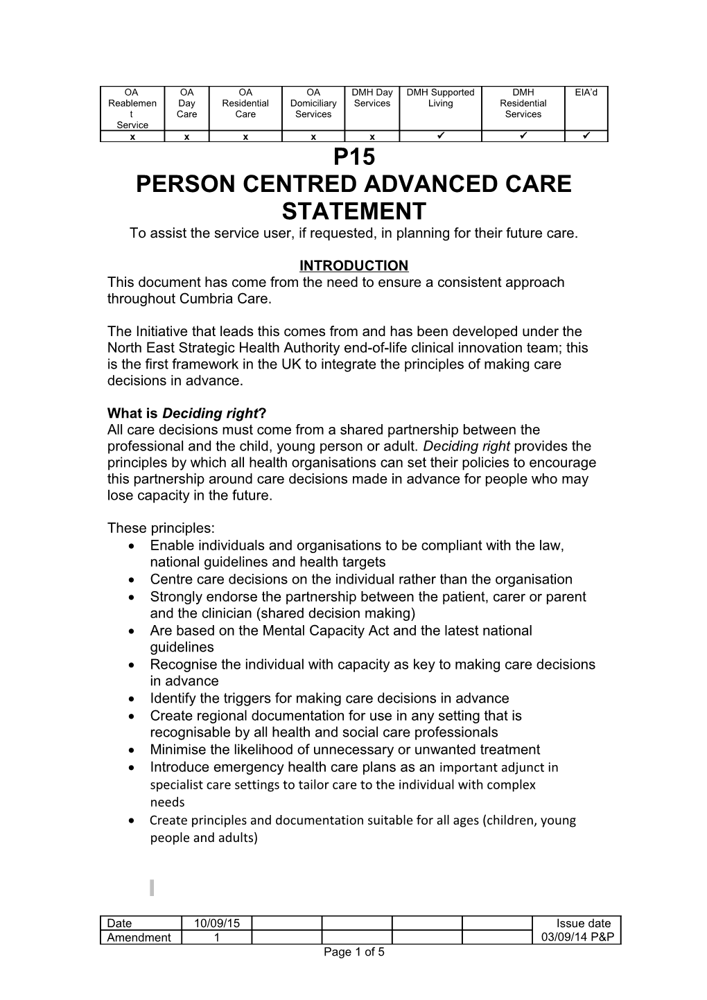 To Assist the Service User, If Requested, in Planning for Their Future Care