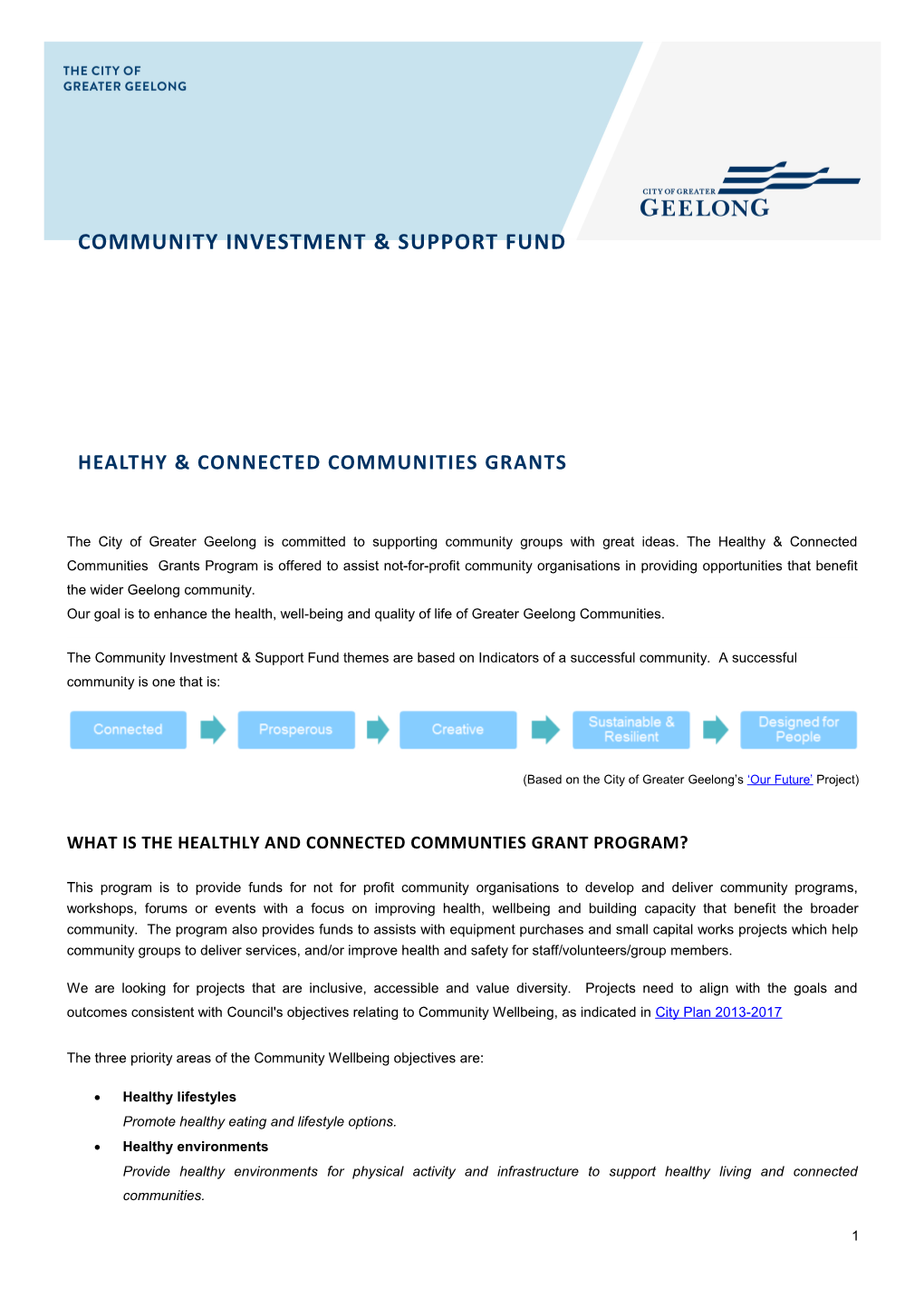 Healthy & Connected Communities Grants