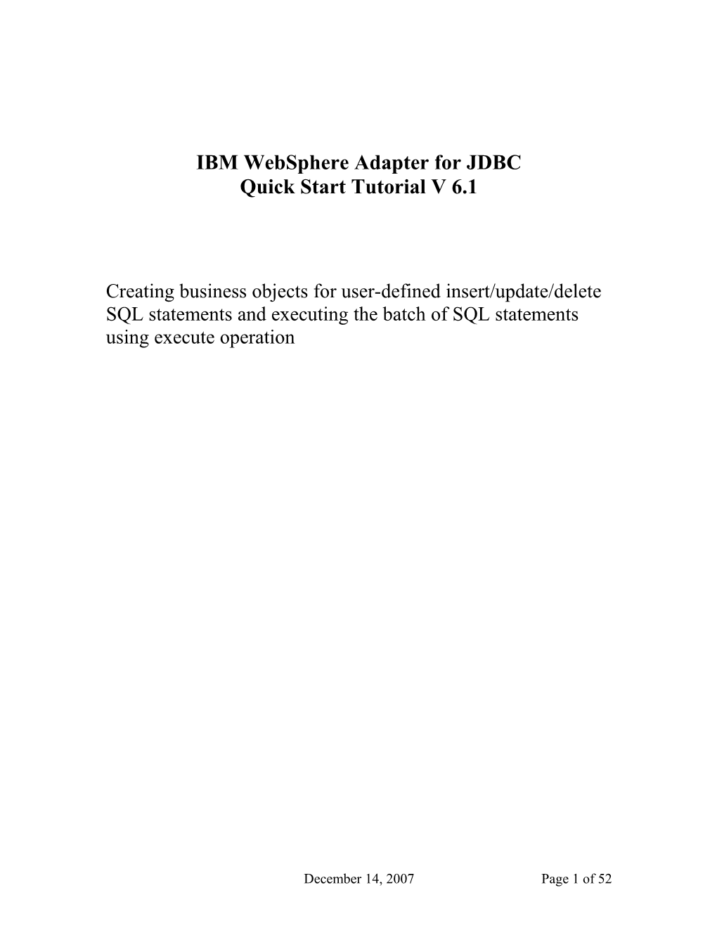 IBM Websphere Adapter for JDBC