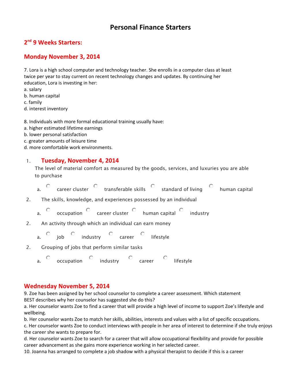 Personal Finance Starters