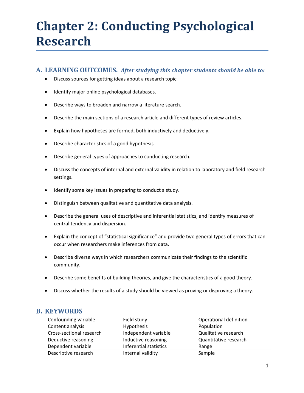 A.LEARNING OUTCOMES. After Studying This Chapter Students Should Be Able To