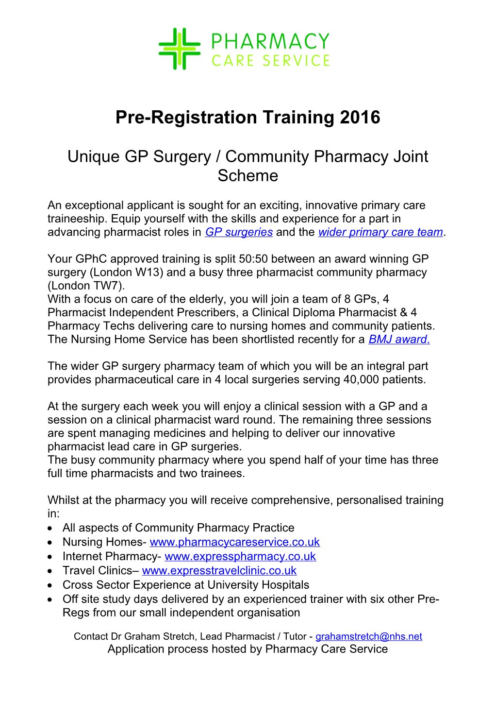 Pre-Registration Training 2016