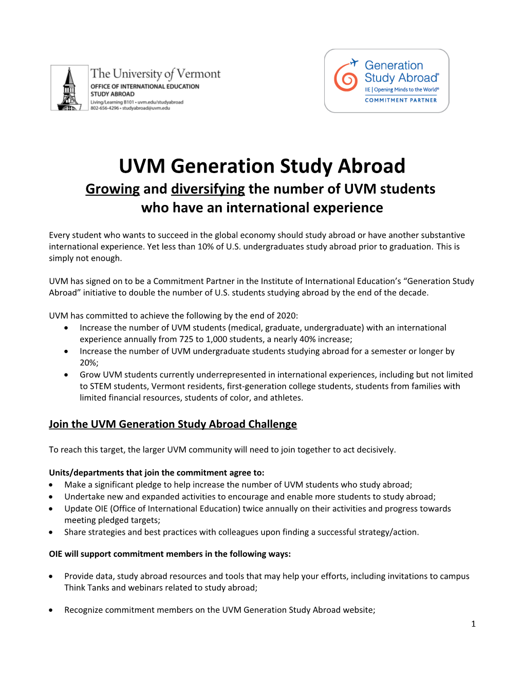 UVM Generation Study Abroad