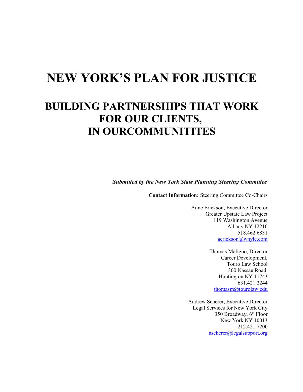 New York S Plan for Justice