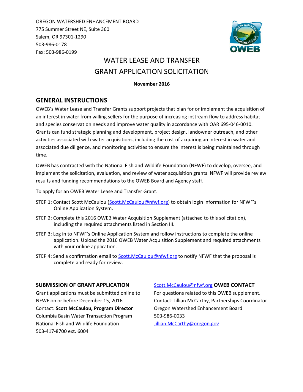 Water Lease and Transfer