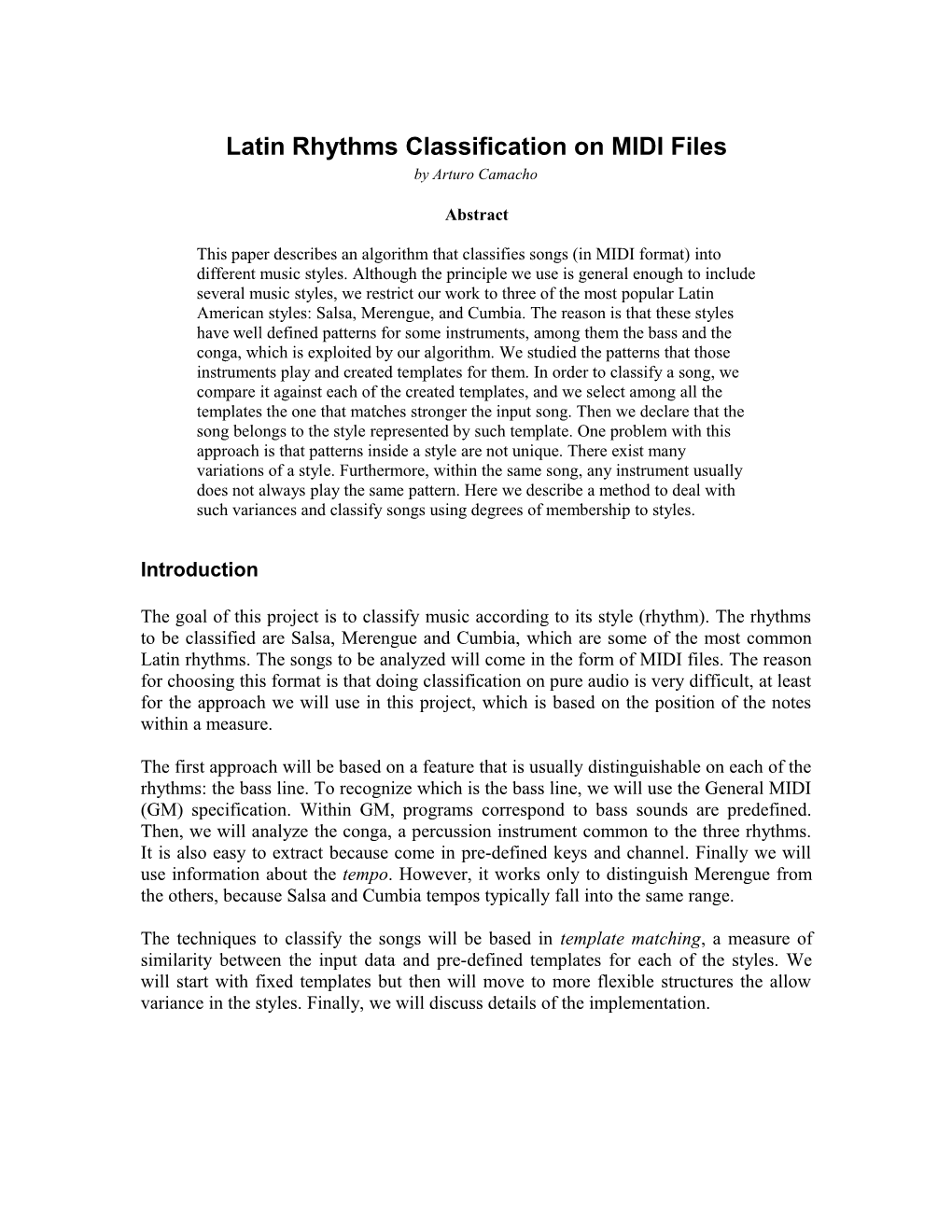 Latin Rhythms Classification on MIDI Files