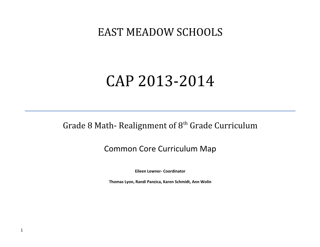 Grade 8 Math- Realignment of 8Th Grade Curriculum