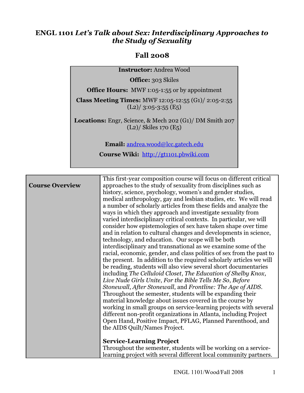 ENGL 1101 Let S Talk About Sex: Interdisciplinary Approaches to the Study of Sexuality