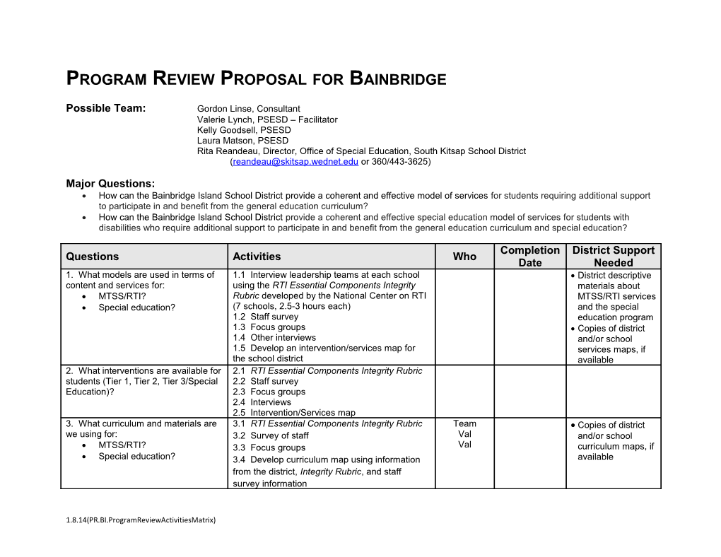 Content Proposal for Mercer Island Schools