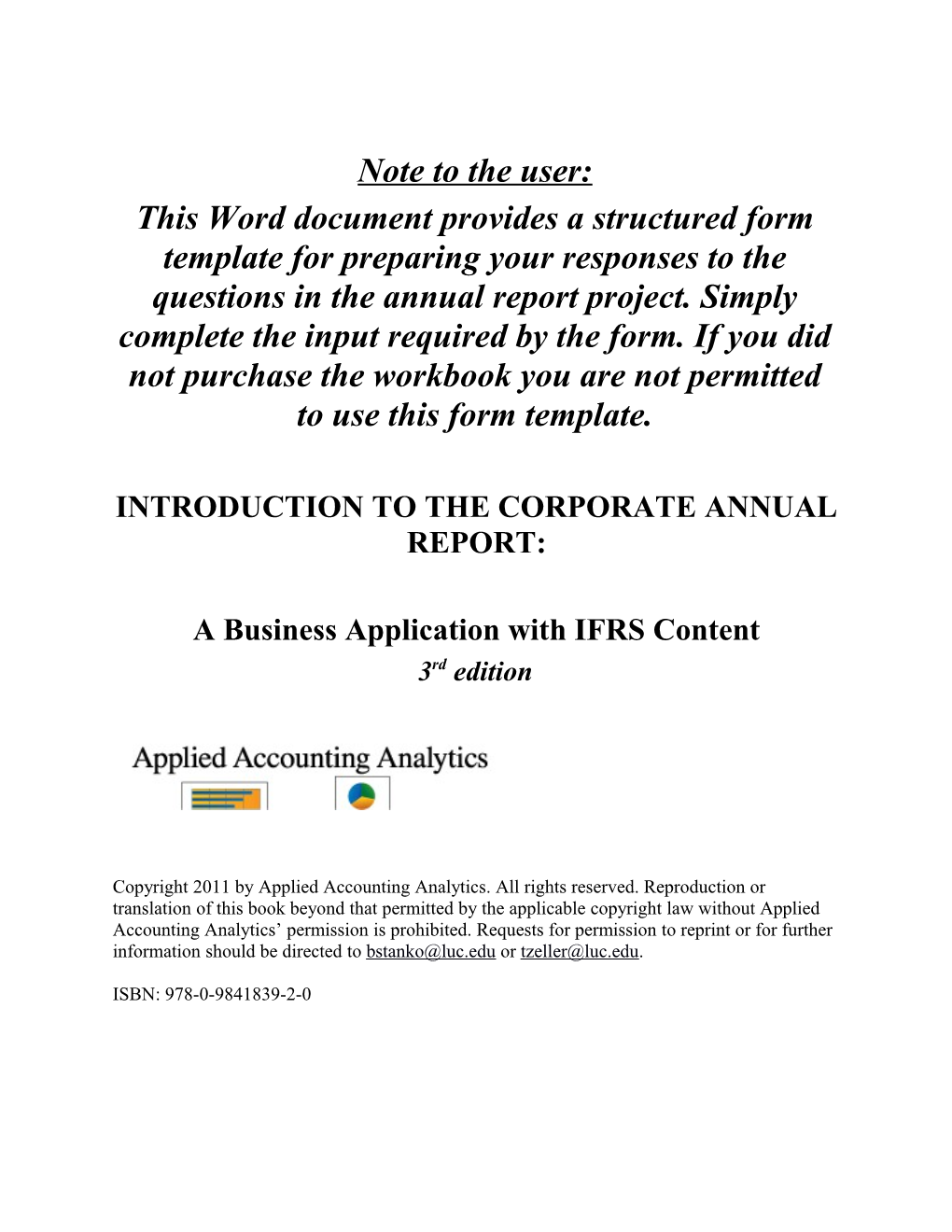 Introduction to the Corporate Annual Report