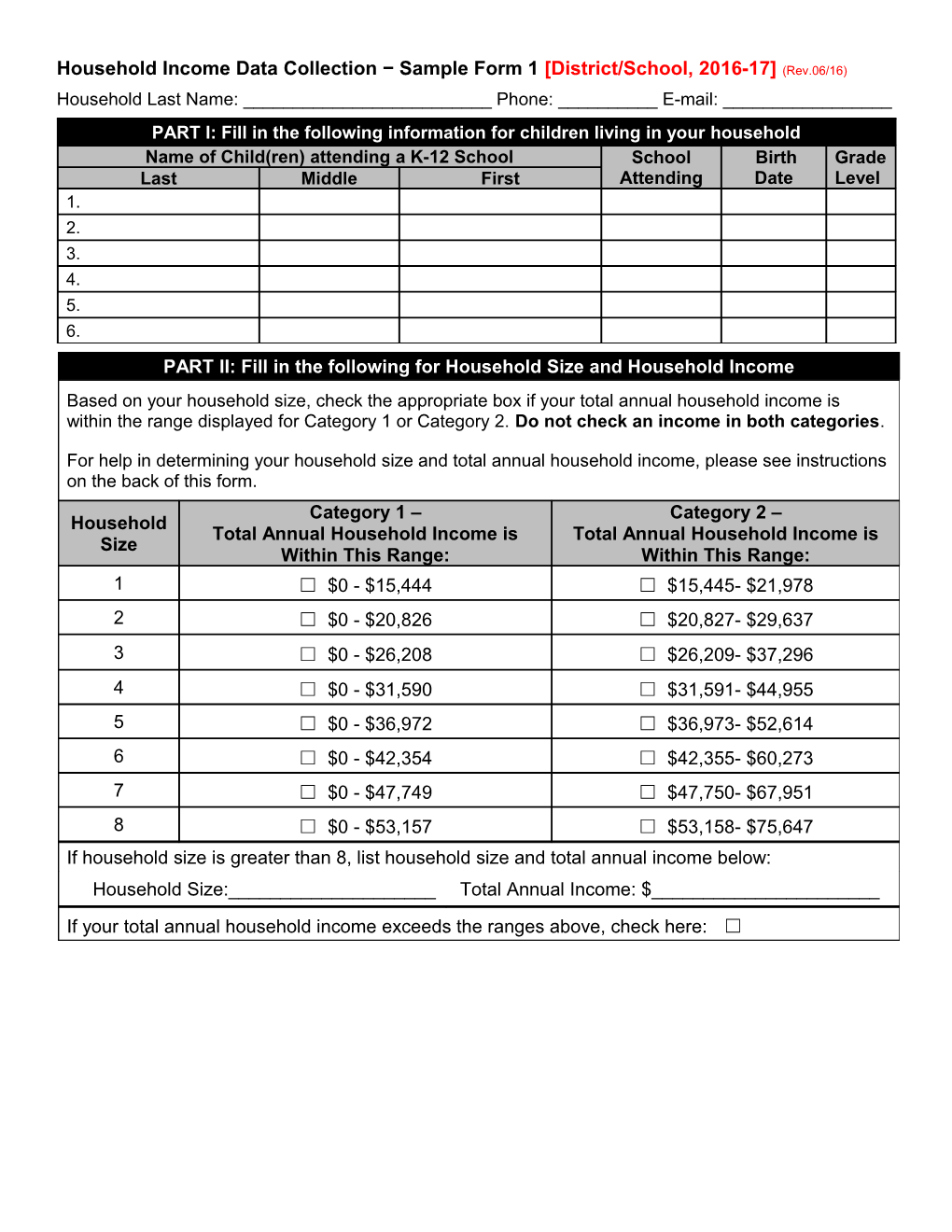 Household Income Data Collection Sample Form 1 Local Control Funding Formula (CA Dept Of