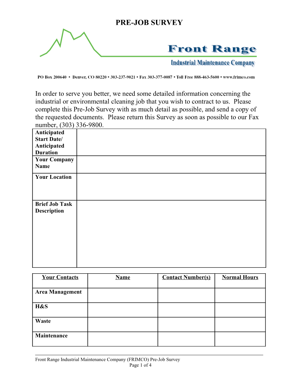 Hazardous Work Permit