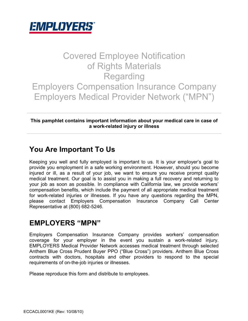 Covered Employee Notification