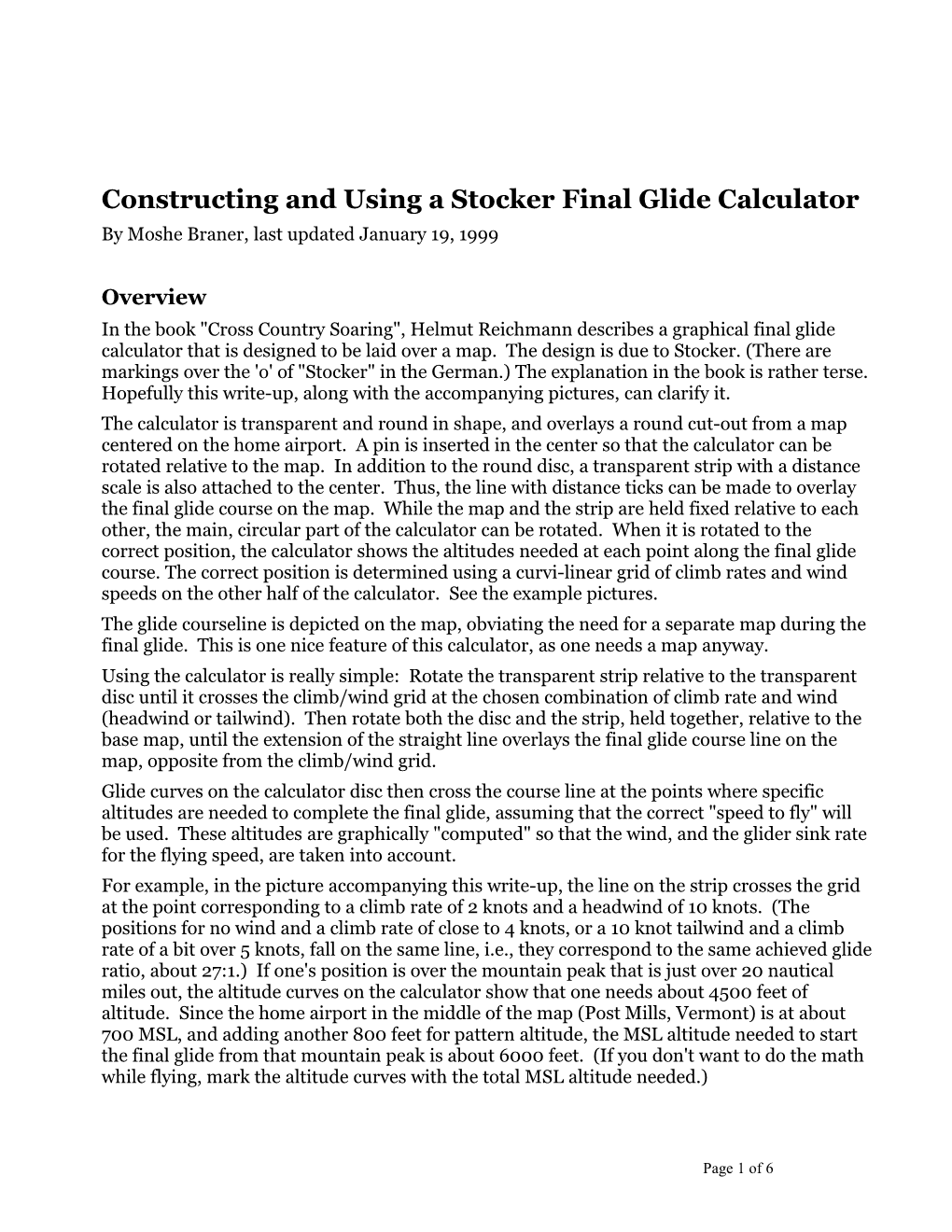 Constructing and Using a Stocker Final Glide Calculator