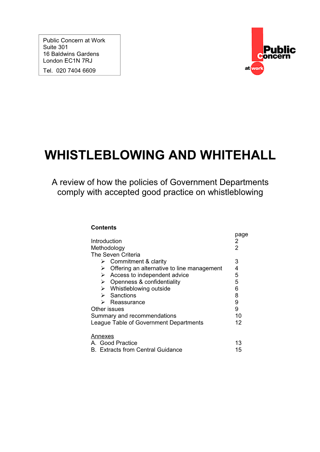 Whistleblowing and Whitehall
