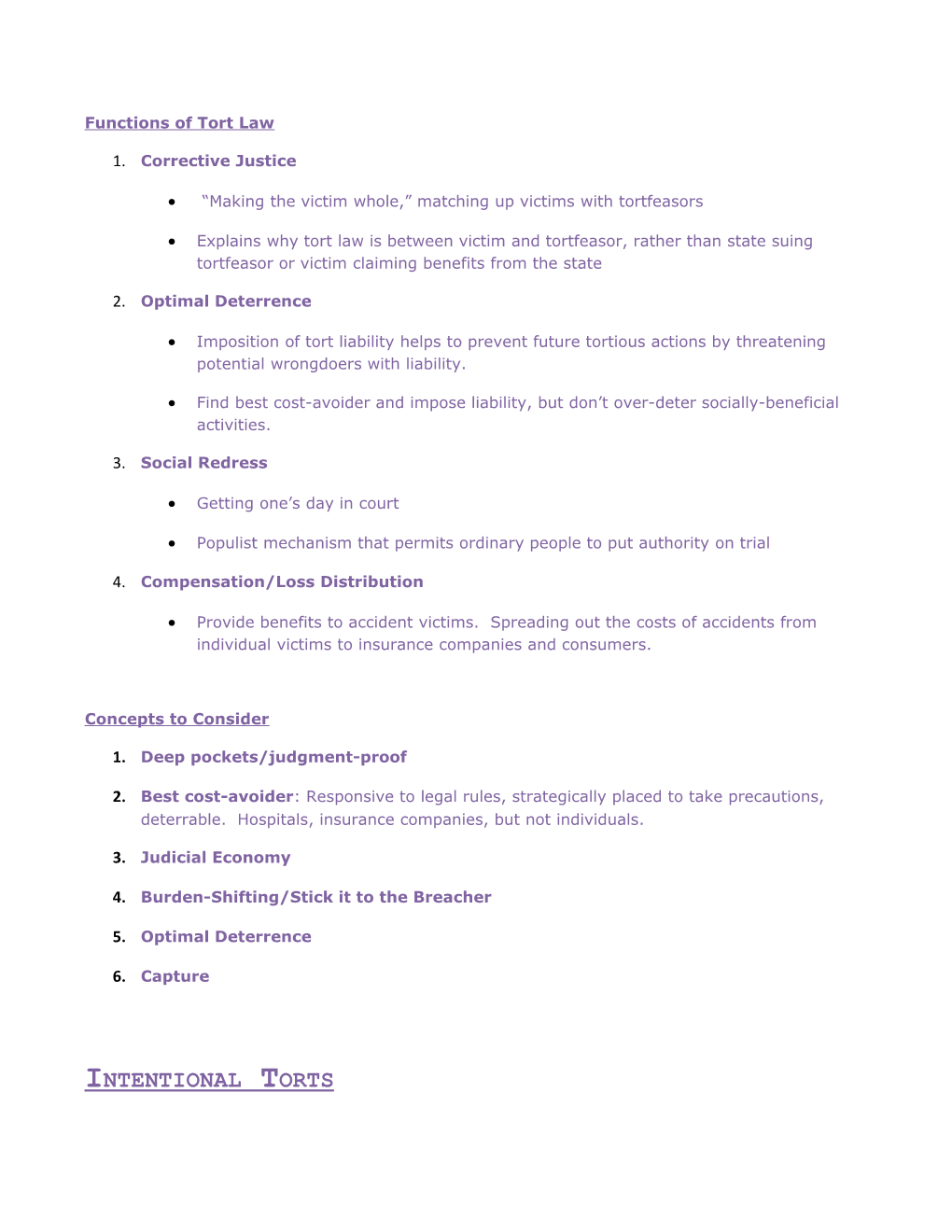 Functions of Tort Law