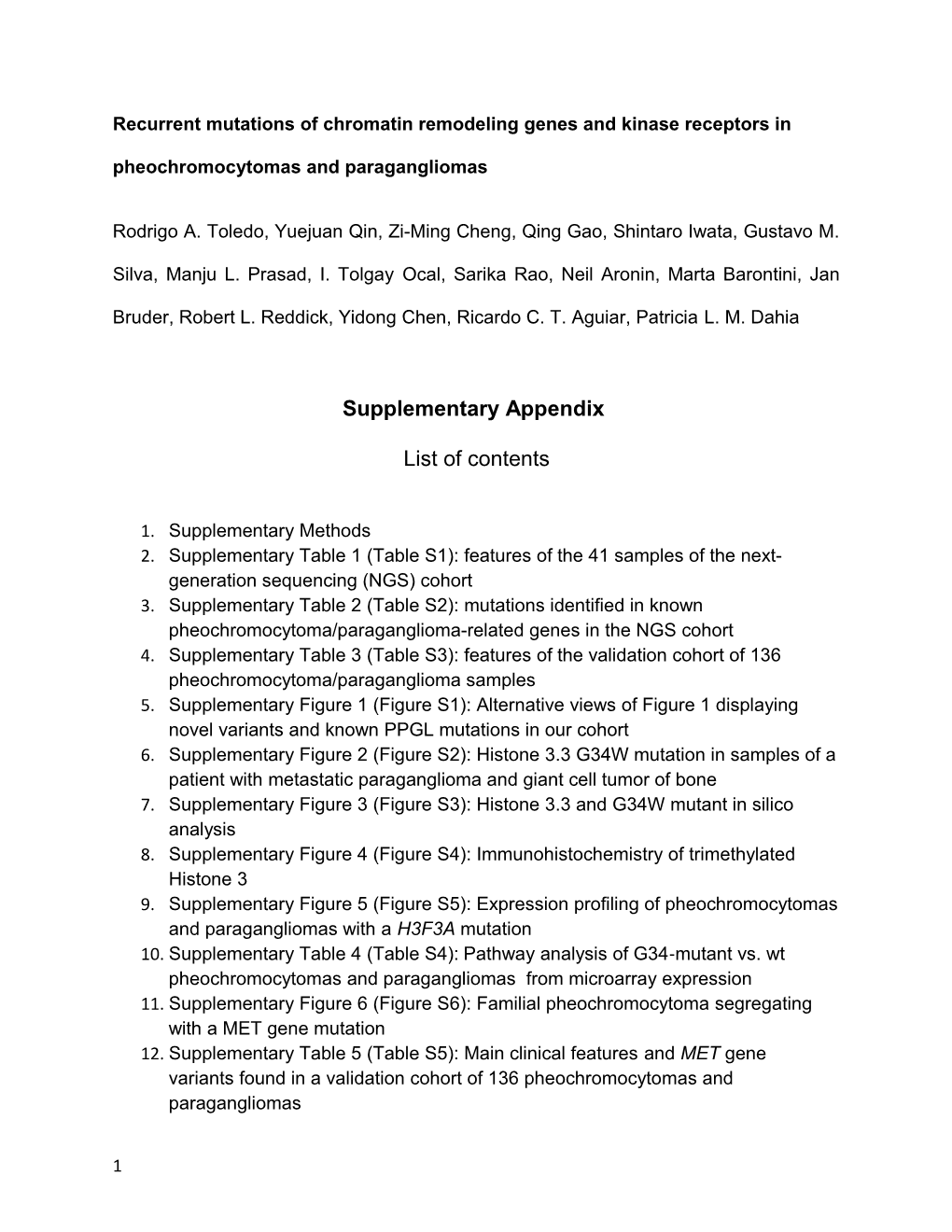 Recurrent Mutations of Chromatin Remodeling Genes and Kinase Receptors in Pheochromocytomas