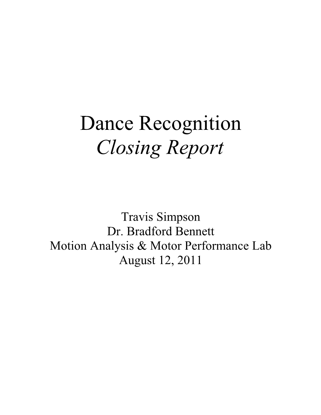 Dance Recognition