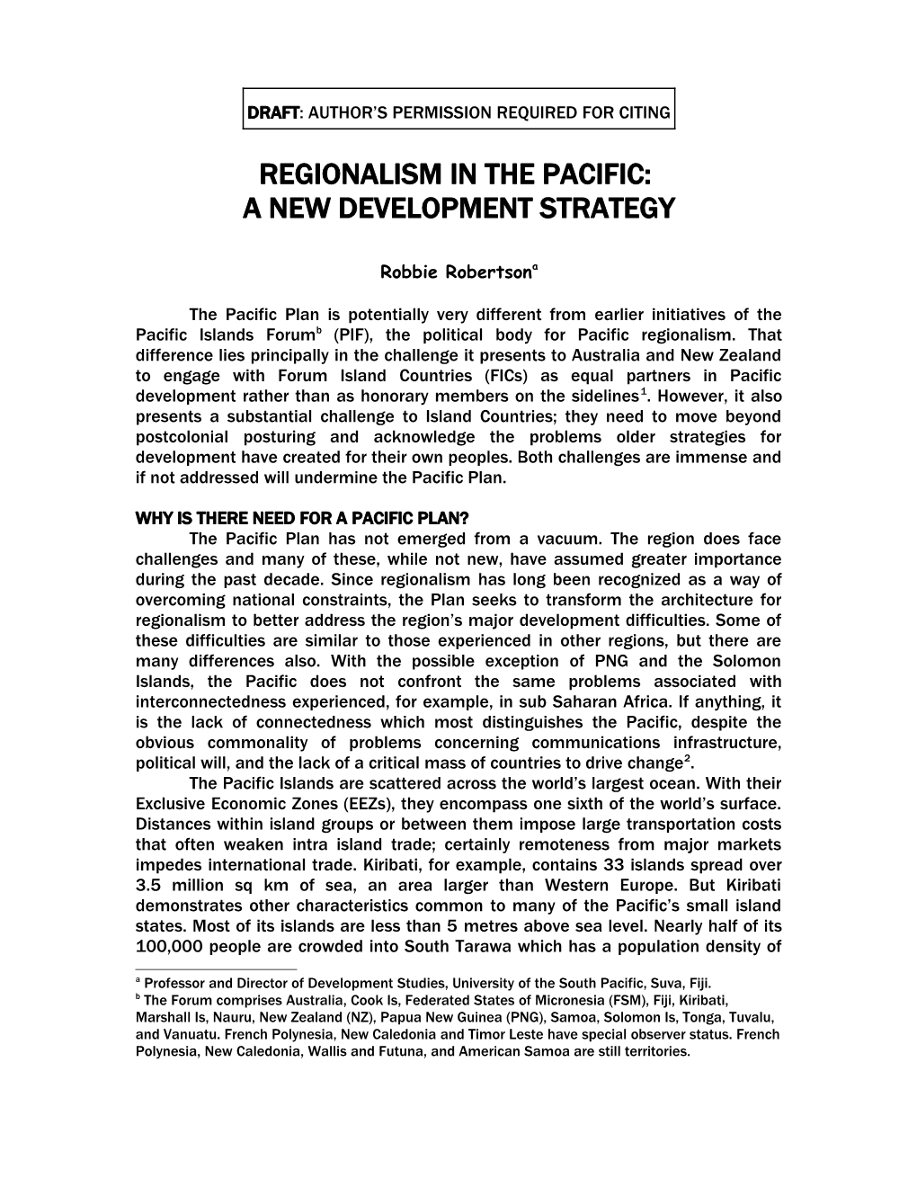 Regionalism in the Pacific