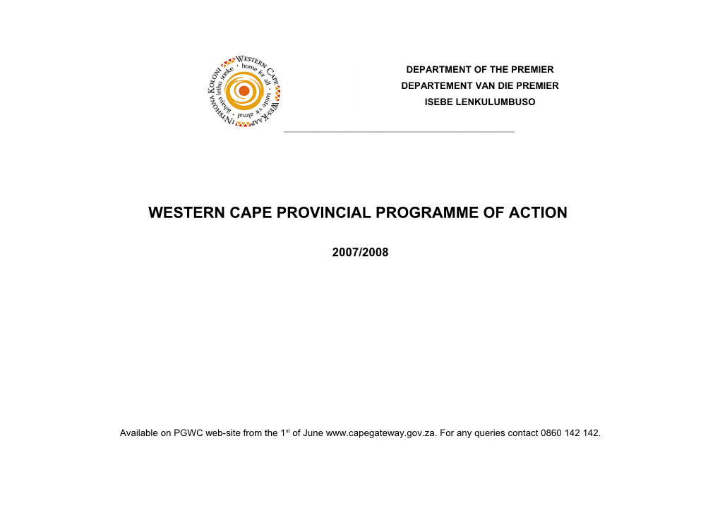 Western Cape Provincial Programme of Action