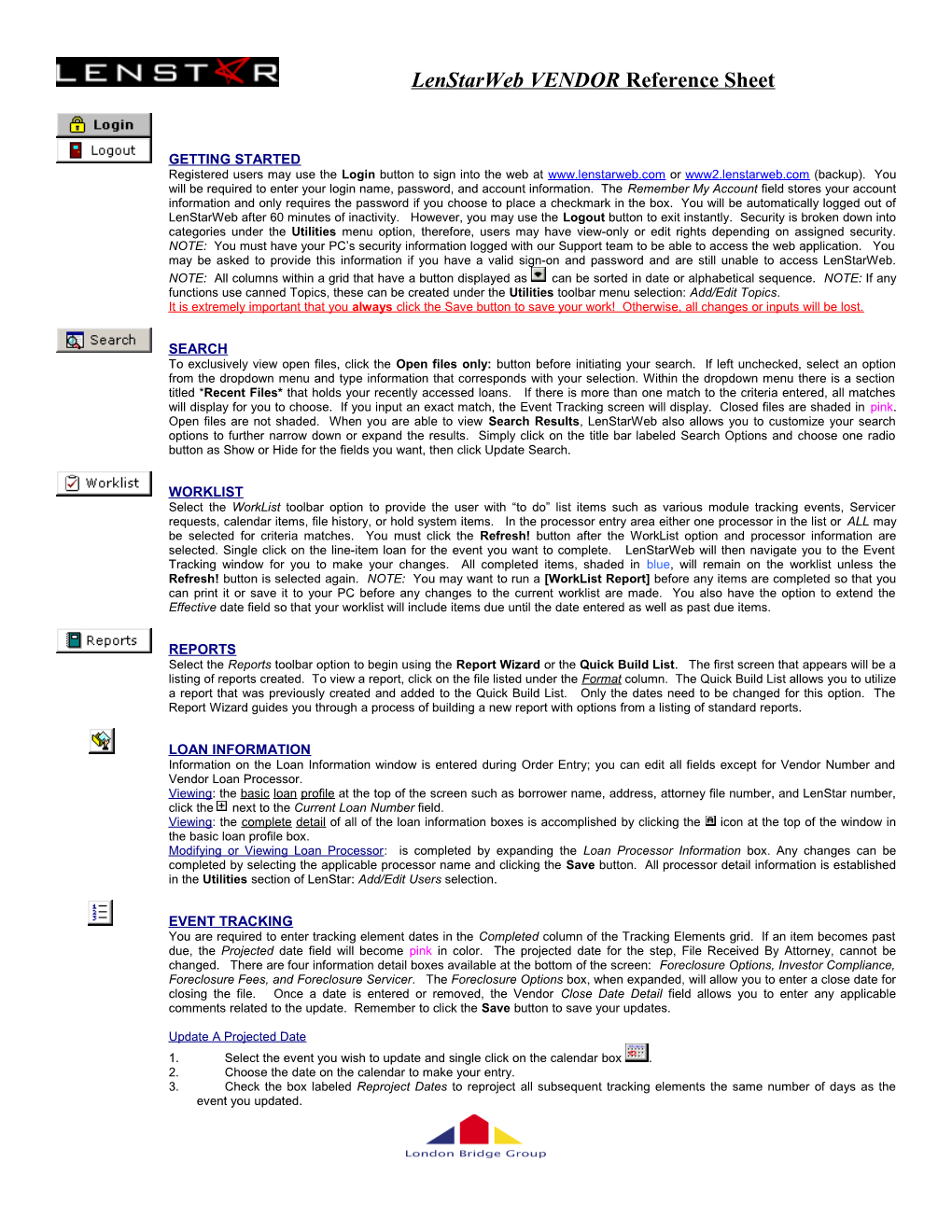 Lenstarweb VENDOR Reference Sheet