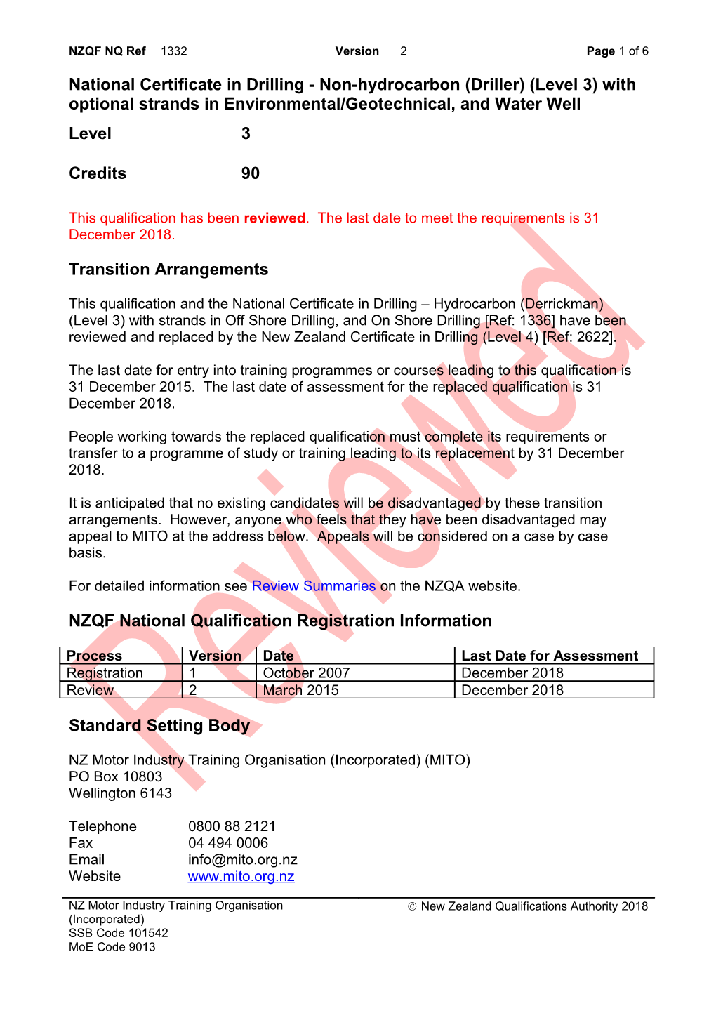 1332 National Certificate in Drilling - Non-Hydrocarbon (Driller) (Level 3) with Optional