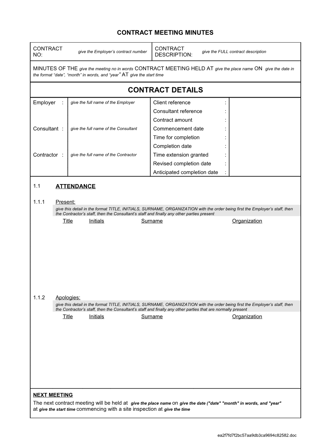 Contract Meeting Minutes