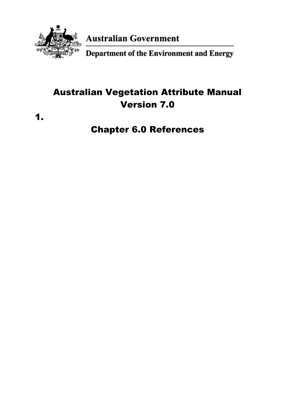 Australian Vegetation Attribute Manual V 7.0 Chapter 6.0 References
