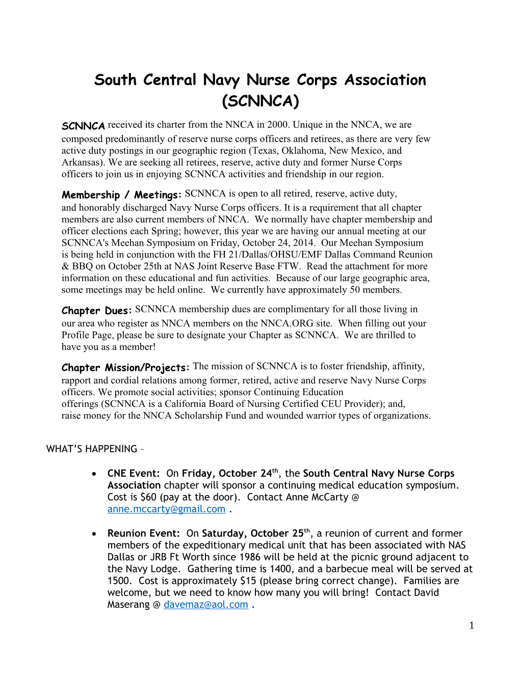 South Central Navy Nurse Corps Association (SCNNCA)