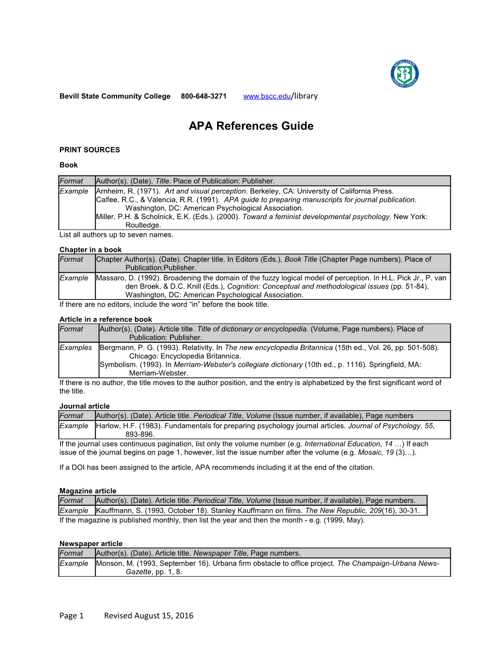 APA References Guide