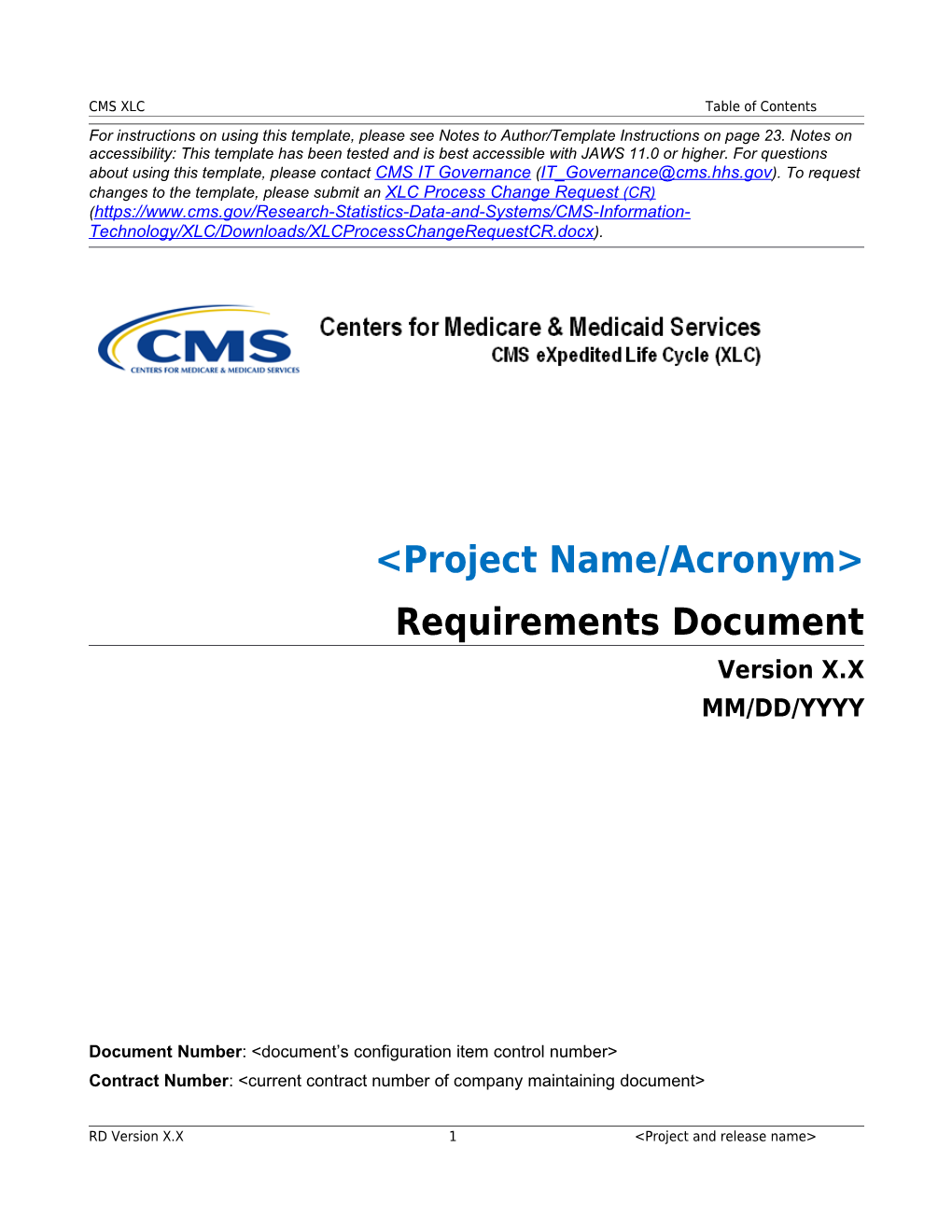 CMS Xlctable of Contents