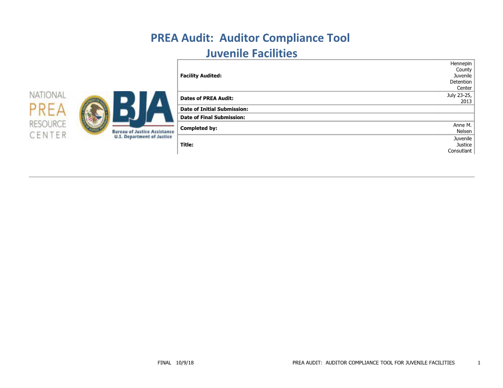 PREA Audit: Auditor Compliance Tool