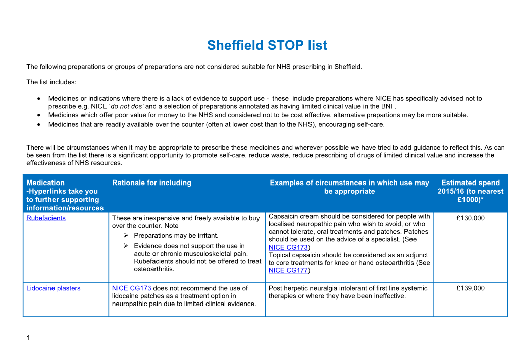 Sheffield STOP List