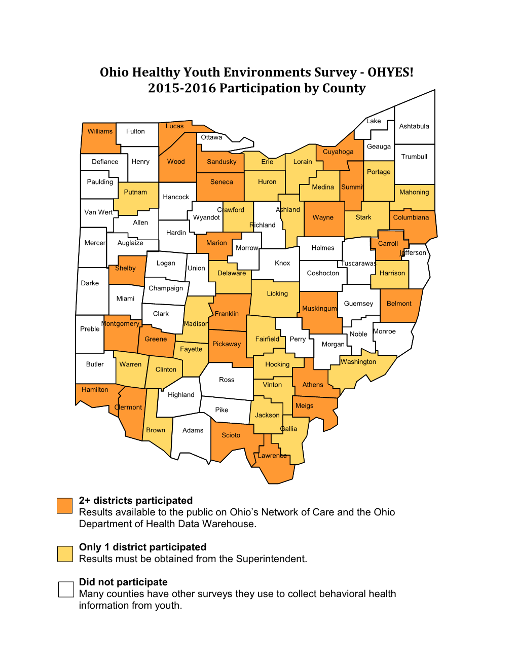 OHYES! SY 2015-2016 District Participation by County